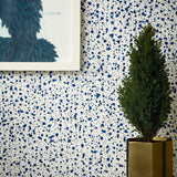 Snow (Blue) features a two tone blue pattern inspired by snow falling on a white background