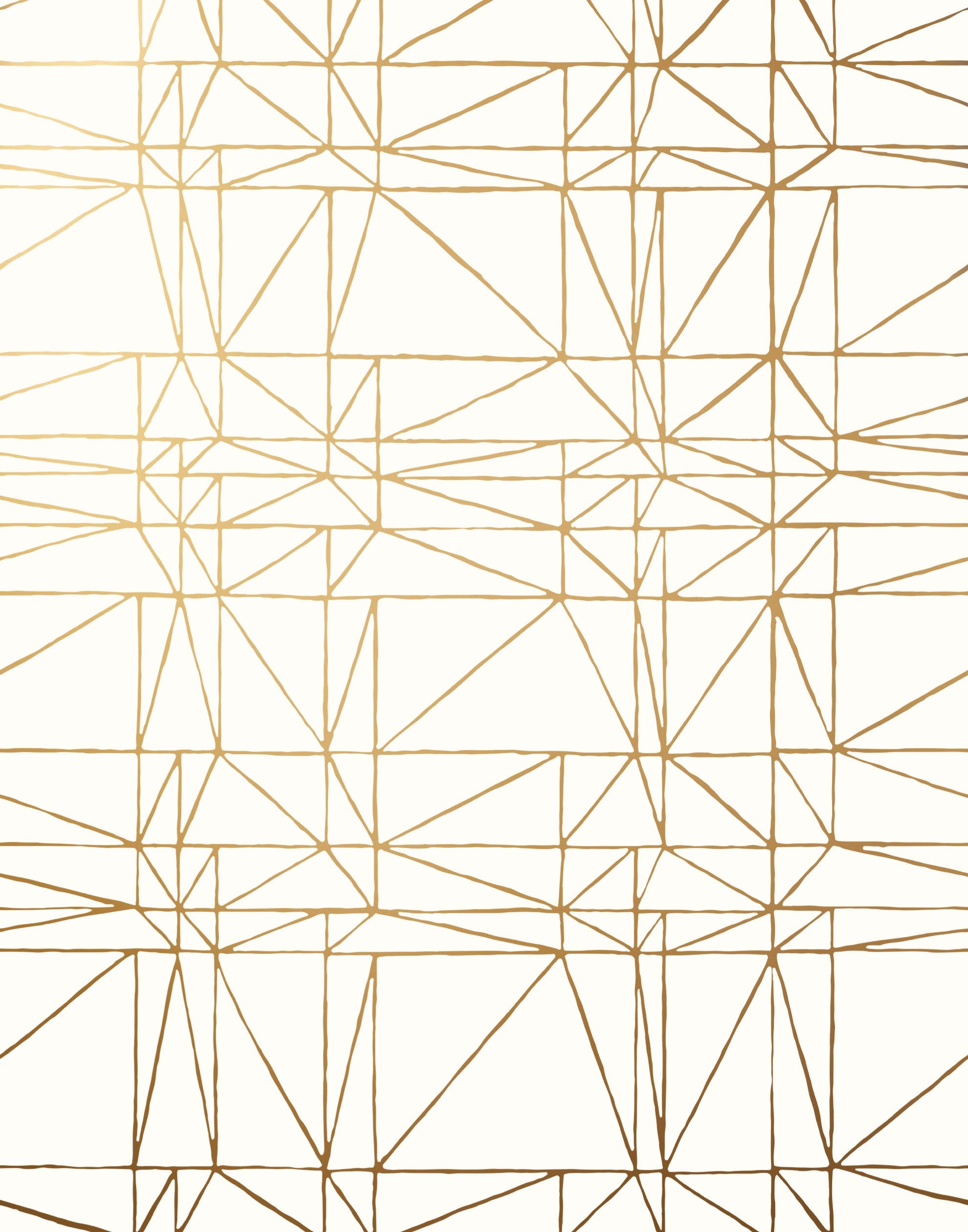 Strike (Gold) features modern, geometric metallic gold lines on white
