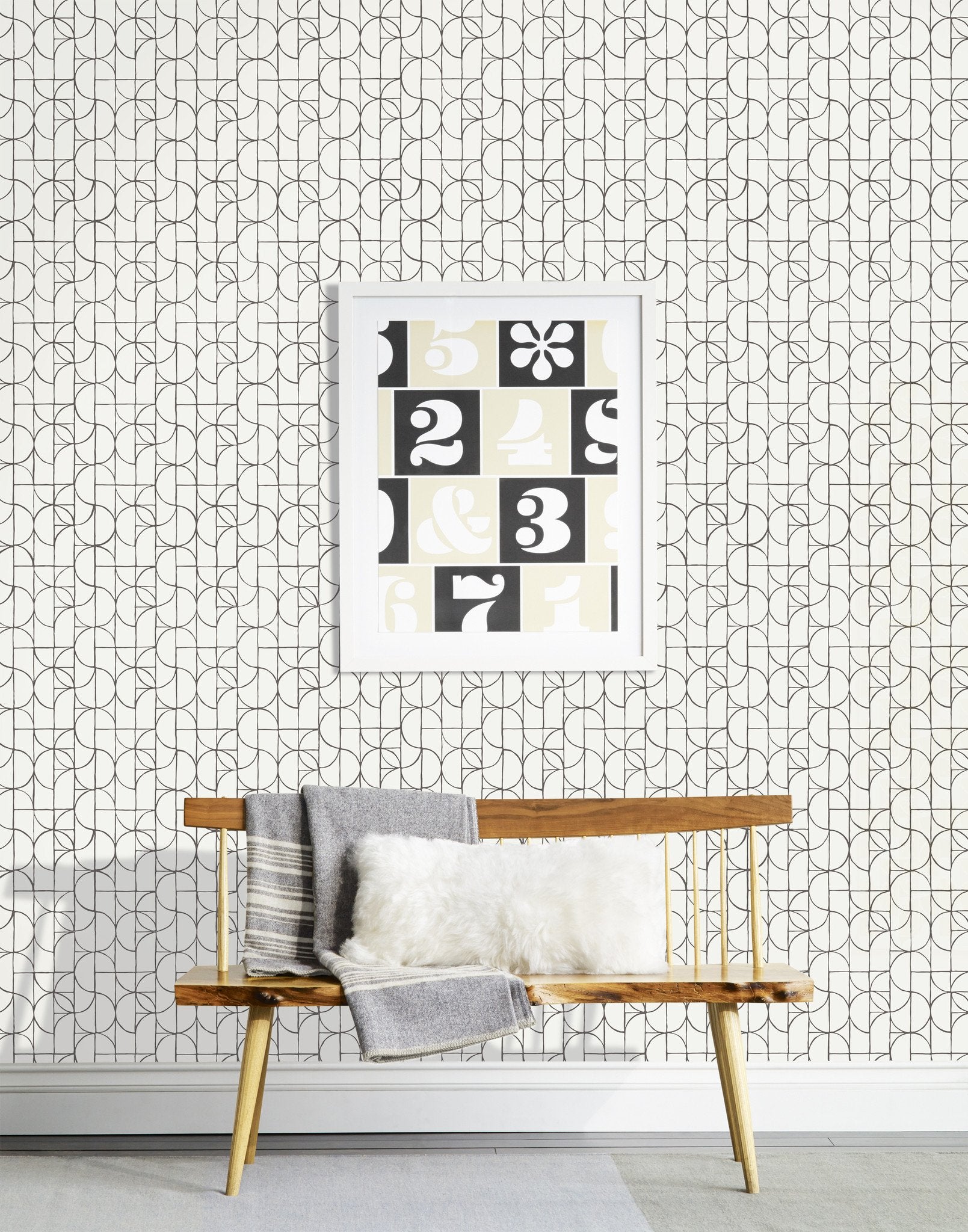 Slice (Charcoal) features modern, geometric lines in gray on white