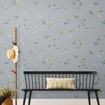 Butterflies (Mist) featuring blue, cream and lavendar butterflies on a dusty gray blue background | Nathalie Lete + Hygge & West
