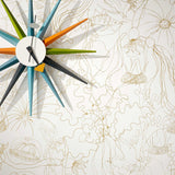 Underwater World (Gold) features a yet delicate pattern of fish and seaweed in metallic on white