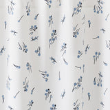 Wildflower White Shower Curtains with blue flowers and navy stems